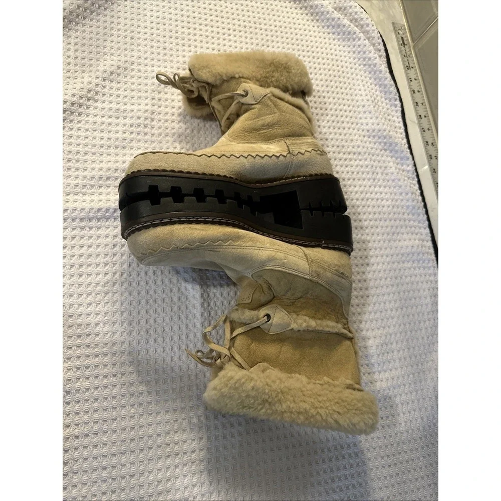 Blondo Canada VTG Genuine Shearling Waterproof Winter Boots Tan  Women's SZ 8B